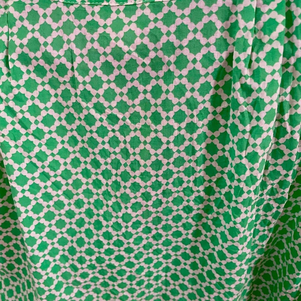 J. Crew Green and Yellow Patterned Blouse